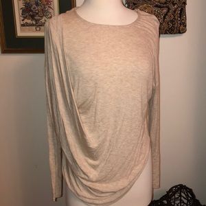 🔴NWOT Oatmeal color, Long sleeve drape front top